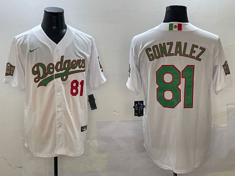Men Los Angeles Dodgers #81 Gonzalez White Game Mexico 2025 Nike MLB Jersey style 1->los angeles dodgers->MLB Jersey